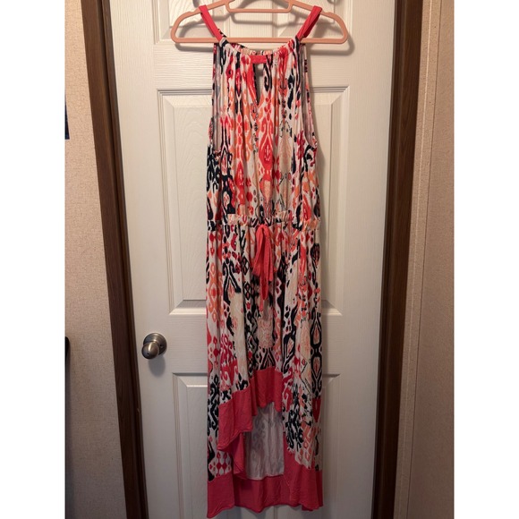 New York & Company Dresses & Skirts - New York & Company Pink Ikat High Low Halter Maxi Dress XL